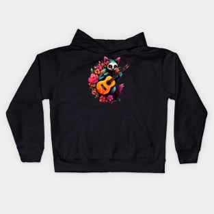 Aesthetic Lemur Playing Guitar Floral Kids Hoodie